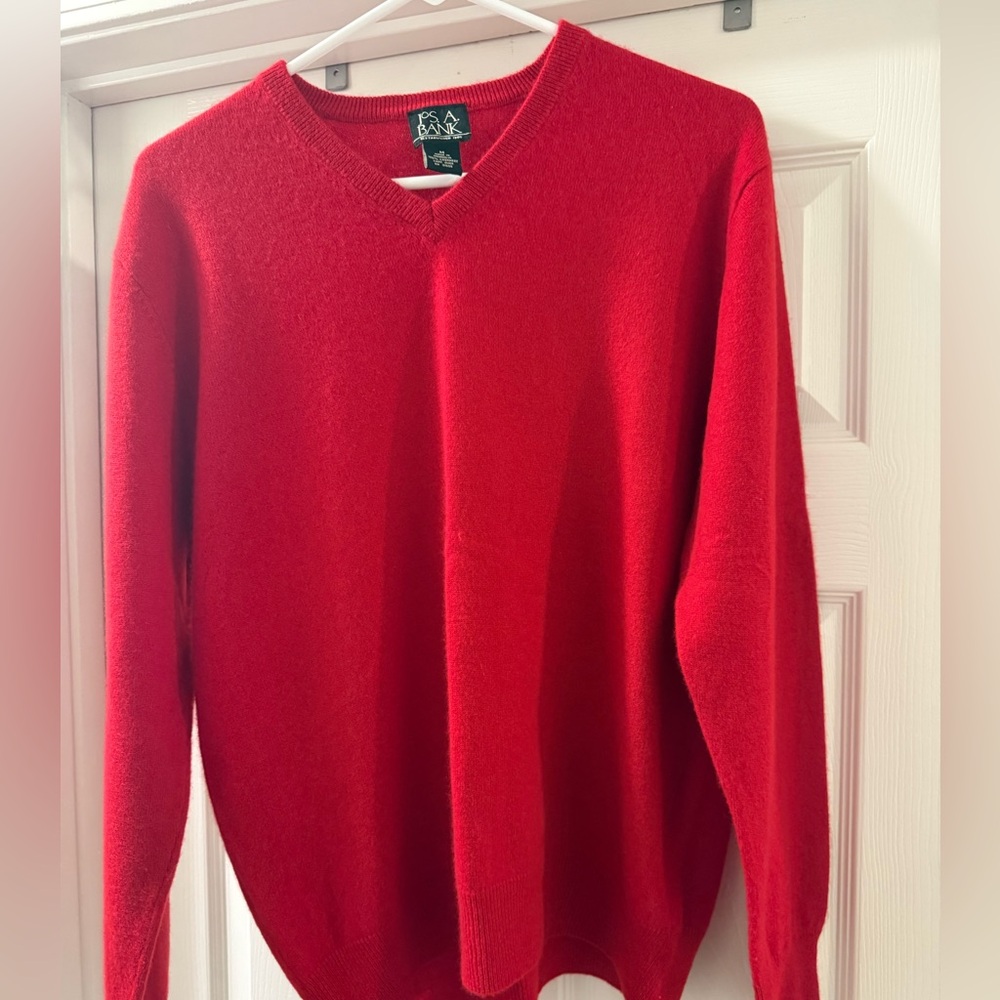 Joseph A. Bank (Jos. A. Bank) - 100% Cashmere V-Neck Sweater - Medium (M)